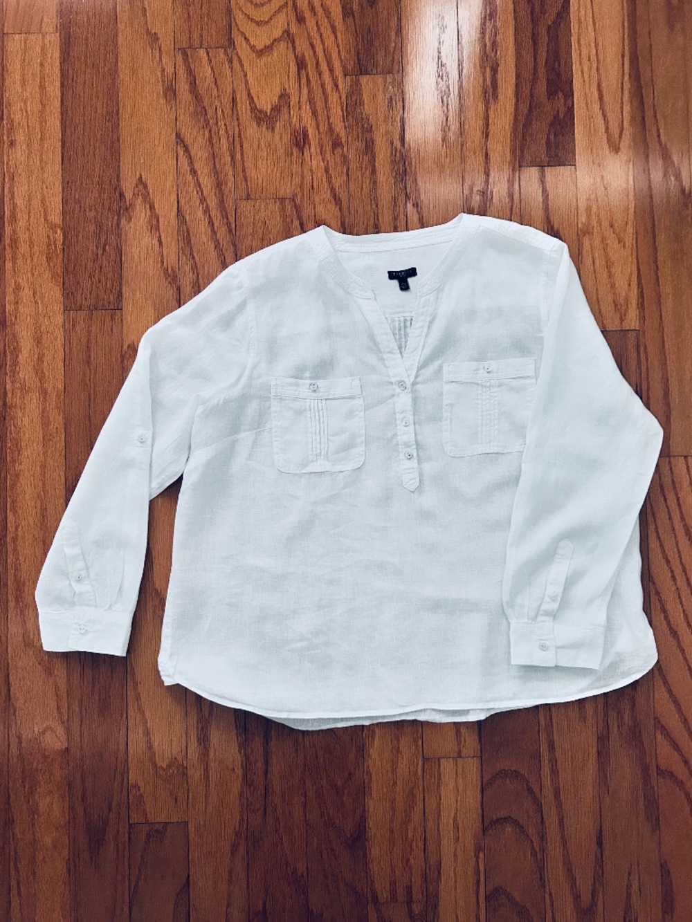 Talbots Long Sleeve White Linen Popover, Size XLP
